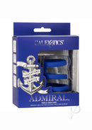 Admiral Triple Silicone Cock Cage Blue packaging featuring premium liquid silicone and multi-ring support.