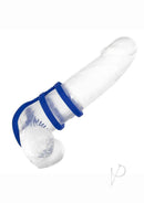 Admiral Triple Silicone Cock Cage Blue featuring soft, stretchy silicone and triple ring design for enhanced support.