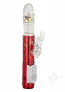 Naughty Bits Cumball Machine Thrusting Rabbit Vibrator Red with LED control pad and ribbed shaft for stimulation.