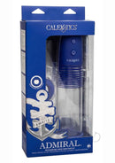 Admiral Rechargeable Rock Hard Pump Kit Blue packaging with automatic pump and silicone ring, showcasing sleek design.