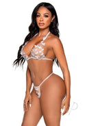Leg Avenue Butterfly Applique Bra and G-String Small White, featuring sheer fabric and butterfly appliques, perfect for romantic occasions.