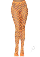 Leg Avenue Jumbo Pothole Net Tights OS Neon Orange featuring oversized holes for a bold look.