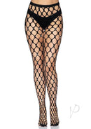 Leg Avenue rhinestone jumbo pothole net tights in black, featuring a stylish pattern and comfortable waistband.