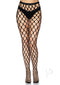 Leg Avenue rhinestone jumbo pothole net tights in black, featuring a stylish pattern and comfortable waistband.