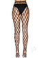Leg Avenue black jumbo pothole net tights featuring hand-laid rhinestones and comfort stretch waistband, rear view.