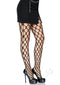 Leg Avenue Rhinestone Jumbo Pothole Net Tights in black worn with a short skirt and heels, showcasing a stylish look.