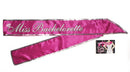 Miss Bachelorette Sash Hot Pink on a white background, showcasing the vibrant color and sparkling design.