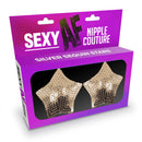 Sexy AF Nipple Silver Stars Reusable Pasties packaging featuring star-shaped silver sequin designs on a purple box.