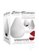 Zero Tolerance Vesuvius Volcano Stroker White and Red packaging showcasing its squishy design and travel case.