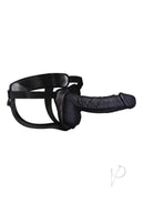 Erection Assistant Hollow Strap-On 8.5 Inch Black displayed from the side on a white background.