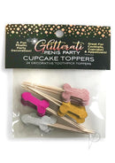 Glitterati Penis Party Picks 24 Pack Assorted Colors decorative toothpick toppers in assorted colors.