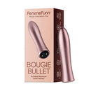 FemmeFunn Bougie Bullet Aluminum Vibrator Rose Gold packaging and product image.