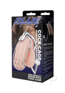 Blue Line Cock Cage With Anal Stimulator Stainless Steel, designed for power-exchange play and anal stimulation.
