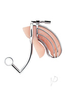 Blue Line Cock Cage With Anal Stimulator Stainless Steel showcasing sleek design and anal stimulation features.