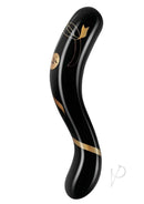 Secret Kisses 7 Inch Double Ended Glass Dildo Black and Gold elegantly designed for couples play.