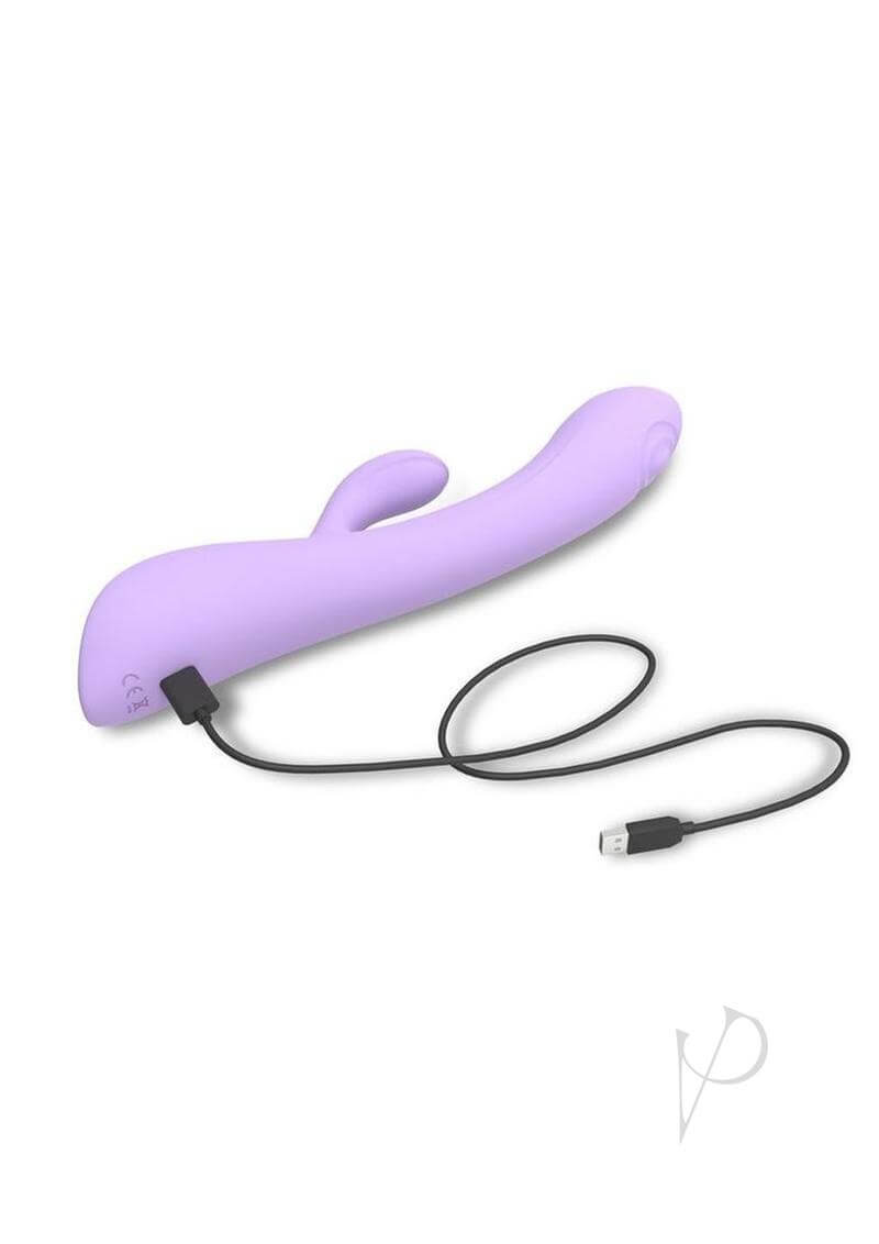 Bunny and Clyde Silicone Rabbit Vibrator Viva Mauve in elegant lavender with charging cable.