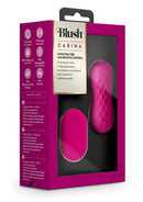 Blush Carina Vibrating Egg with Remote Fuchsia in packaging, displaying 7 functions and sleek design.