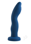 Gender X Snuggle Up Dual Vibrating Strap-On Blue Black large blue wavy-textured silicone vibe