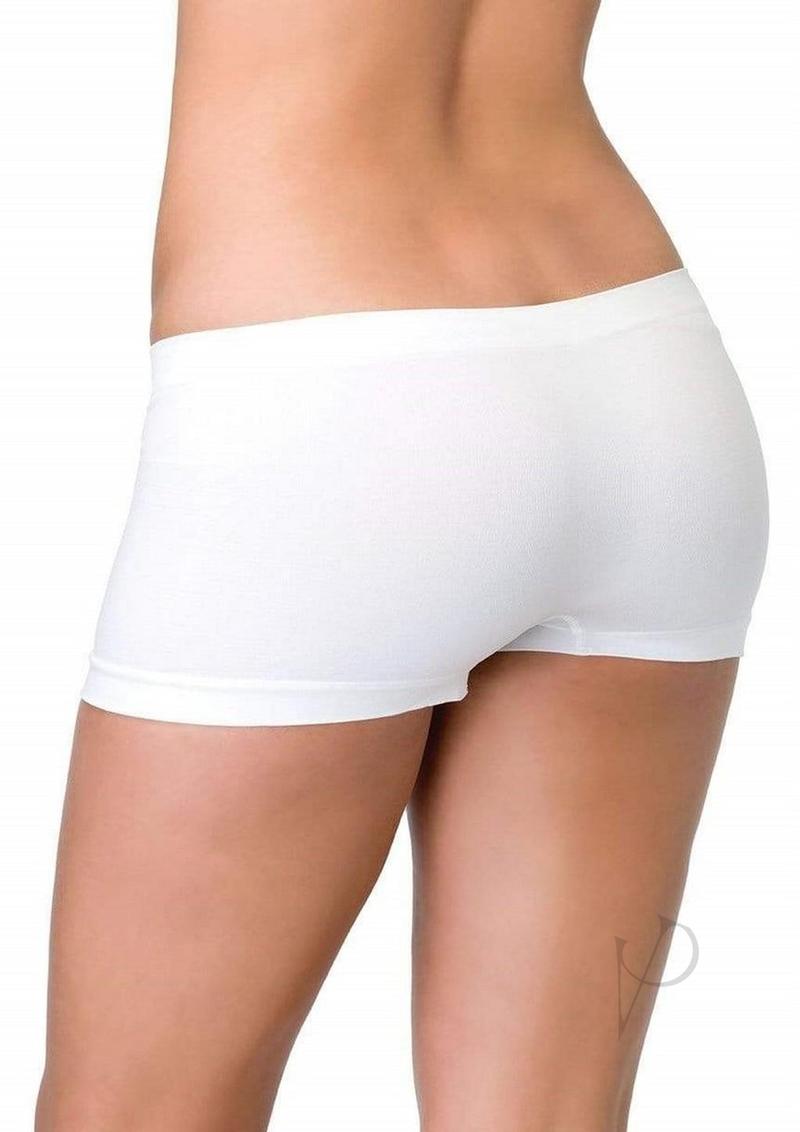 Back view of Leg Avenue white seamless cheeky boyshorts showcasing a comfortable and flattering fit.