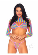 Rainbow Fishnet Bikini 3pc Set Os-0