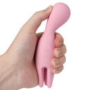 Svakom Nymph G-Spot and Clitoral Vibrator Pale Pink held in hand showcasing its dual-sided design.