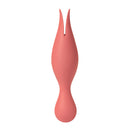 Svakom Siren Double Tongue Clitoral Vibrator Coral showcasing its unique dual-ended design and vibrant coral color.