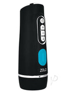 Zolo Blow Master Silicone Masturbator Black/Blue side view showcasing controls and design.