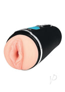 Zolo Blow Master Silicone Masturbator Black/Blue with adjustable suction and built-in audio for enhanced pleasure.