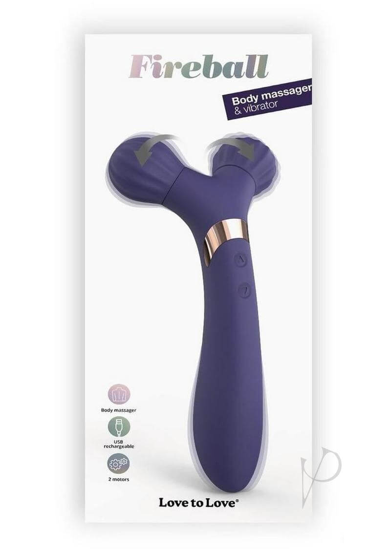 Fireball Rechargeable Silicone Vibrator Midnight Indigo packaging with description and features.