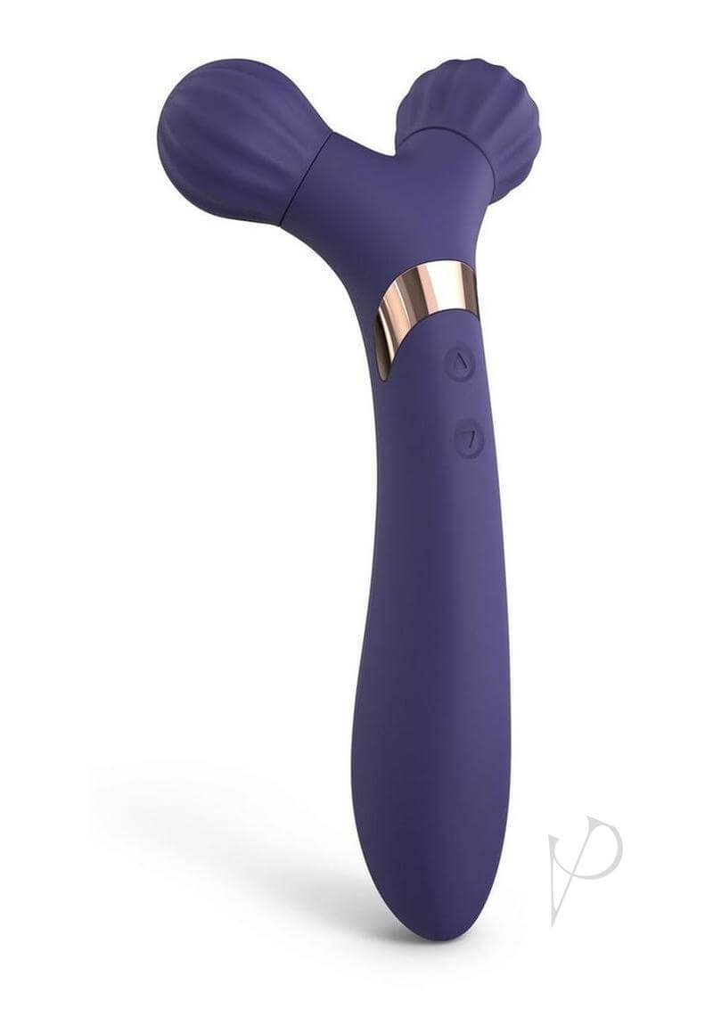 Fireball Rechargeable Silicone Vibrator Midnight Indigo with dual vibration massage rollers.