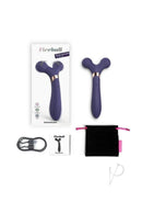 Fireball Rechargeable Silicone Vibrator Midnight Indigo with packaging and accessories on display.