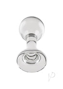 Gender X The Baller Glass Anal Plug Clear showcasing its elegant glass design and inviting bulbous tip.