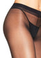 Close-up of Leg Avenue Lycra sheer to waist support pantyhose in black, showcasing luxurious sheer material.