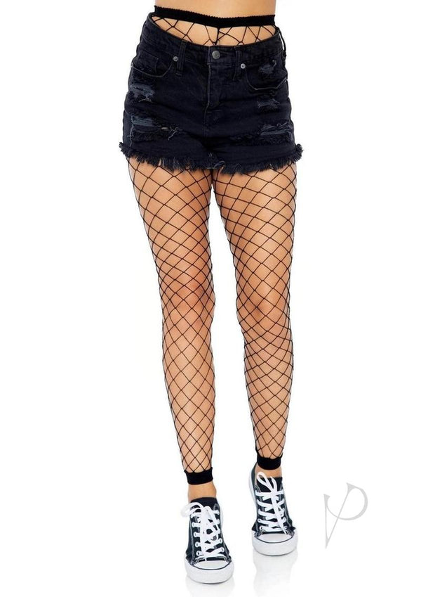 Diamond Net Footless Tights Os Blk-0