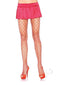 Leg Avenue Spandex Diamond Panty Hose in red worn with a pink skirt and high heels, enhancing curves and confidence.