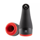 Otouch Chiven 3 Warming Suction Masturbator Black shown with a soft silicone sleeve and controls on top.