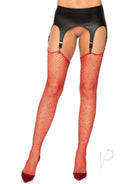 Leg Avenue Rhinestone Fishnet Stockings One Size Red designed to sparkle and glamorize any outfit.