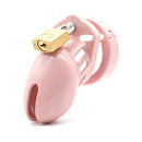 CB-X CB-6000S Pink Male Chastity Cage with a secure brass padlock for customized pleasure.