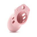 CB-X CB-6000S Pink Male Chastity Cage front view highlighting its secure design and pink color.