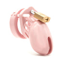 CB-X CB-6000S Pink Male Chastity Cage with brass padlock for secure control and customized fit.