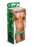 Prowler Christmas Tree Jock XL Green Rainbow packaging showcasing festive design and model wearing jock strap.