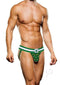 Prowler Christmas Tree Jock XL Green Rainbow displayed on a model, showcasing festive design and comfortable fit.