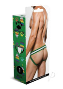 Prowler Christmas Tree Jock XL Green Rainbow festive underwear packaging featuring colorful Christmas tree design.
