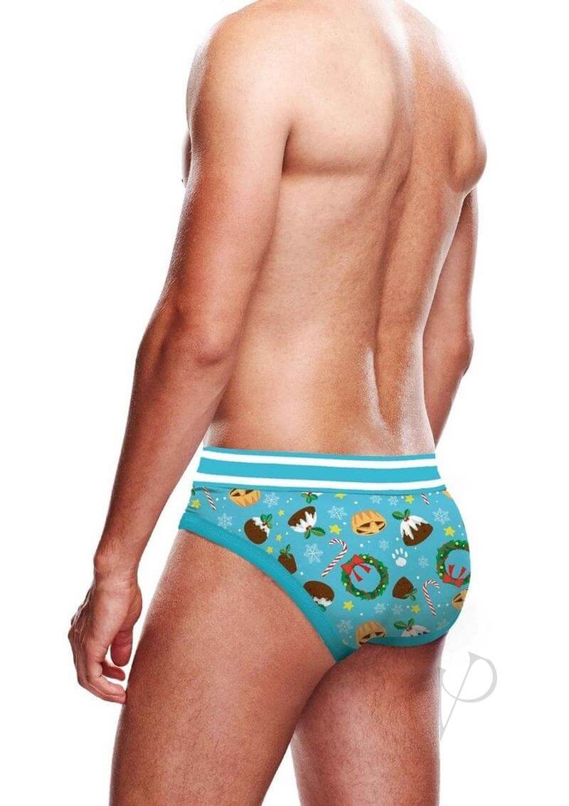 Prowler Christmas Pudding Brief Large Blue White featuring playful holiday print and comfortable fit.