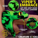 Creature Cocks Master Cobra Silicone Cock Ring Green with inviting texture and stimulating fangs for enhanced pleasure.