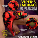Creature Cocks Master Cobra Silicone Cock Ring Red with Viper's Embrace design featuring inviting texture and stimulating fangs.