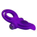 Pretty Love Vibrant Silicone Vibrating Penis Ring Purple with stretchy silicone design and vibrating bullet for pleasure.