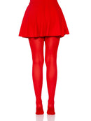 Leg Avenue Ari Nylon Tights One Size Red worn with a red skirt, showcasing smooth, vibrant color and a flattering fit.