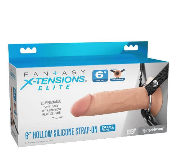 Fantasy X-Tensions Elite 6" Hollow Silicone Strap-On in packaging