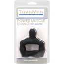 Titanmen Power Muscle Cock Ring 42mm Black packaging with soft silicone design and muscle detail.